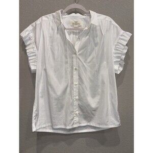 Trovata Birds Of Paradise White Button Up Blouse Top Women’s M